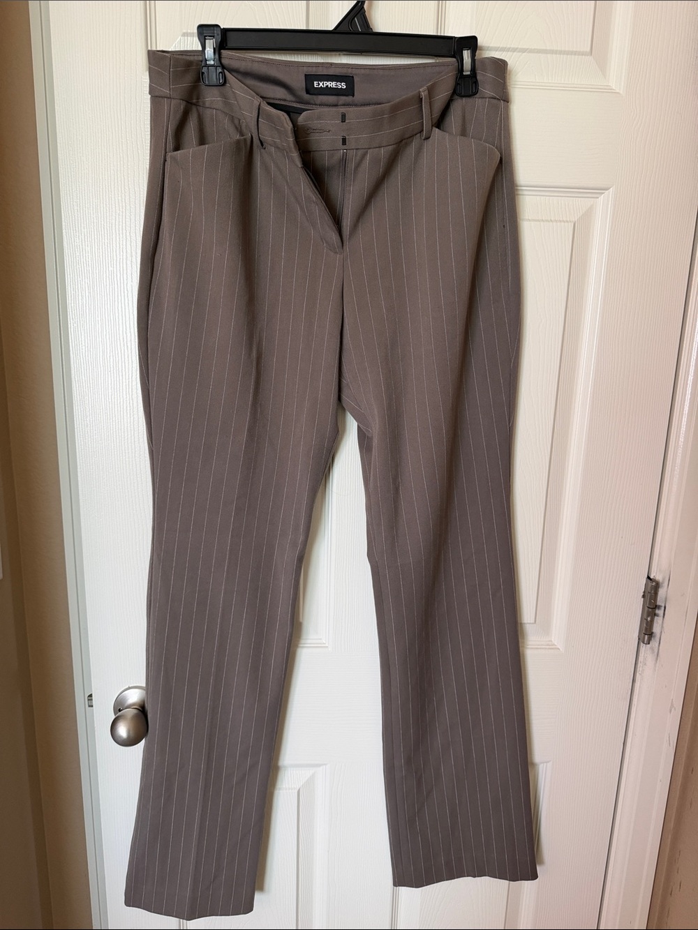 Express Women’s Taupe Pinstripe Dress Pants